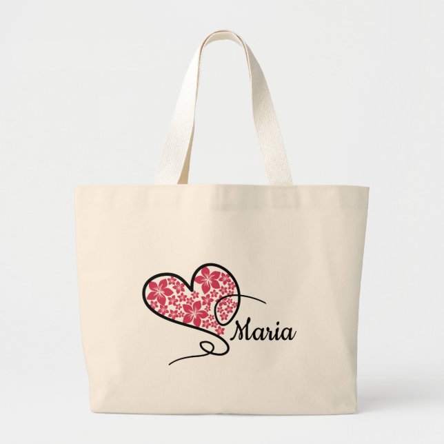 Uppriktig elegans: Doodle & Floral stor handväska Jumbo Tygkasse (Framsidan)