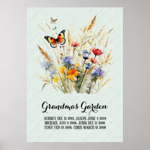 Uppriktig mormors trädgård barnbarn poster