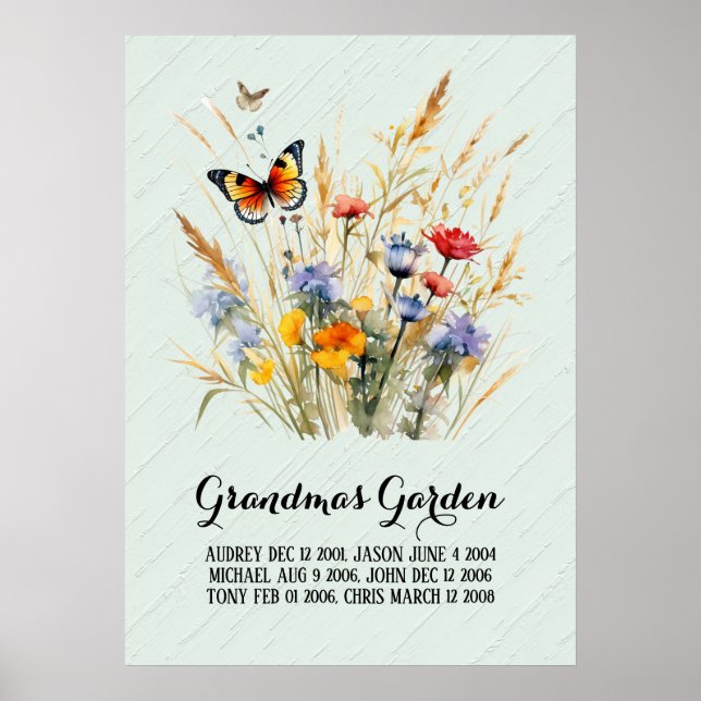 Uppriktig mormors trädgård barnbarn poster (Framsidan)