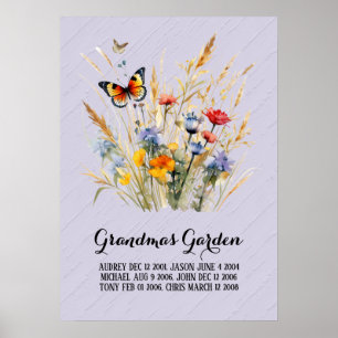 Uppriktiga mormors trädgård barnbarn poster