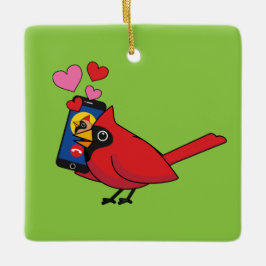 Uppringningar vid kardinal Bird Kärlek Julgransprydnad Keramik