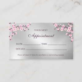 Uppringningskort för Cherry Blommar Rosa Silver Visitkort