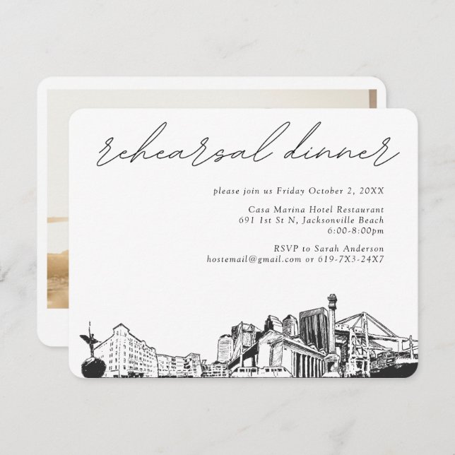 Uppringningskort för Jacksonville Rehearsal Inbjud Tilläggskort (Fram/baksida)