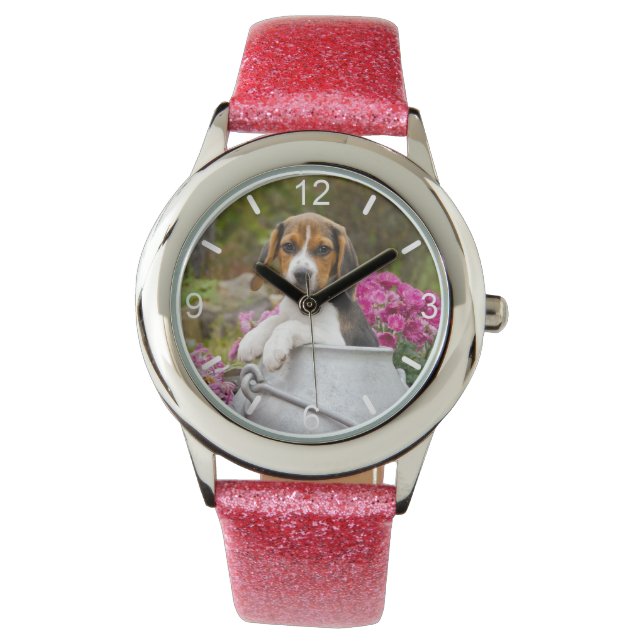Uppringningsskylt för Hund med knappvalsbeläggning Armbandsur (Framsida)