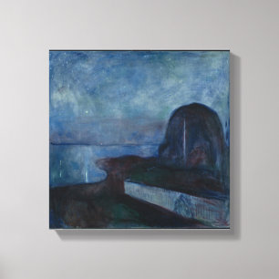 Upprinnande kväll av Edvard MUNCH,symbollistmåla Canvastryck