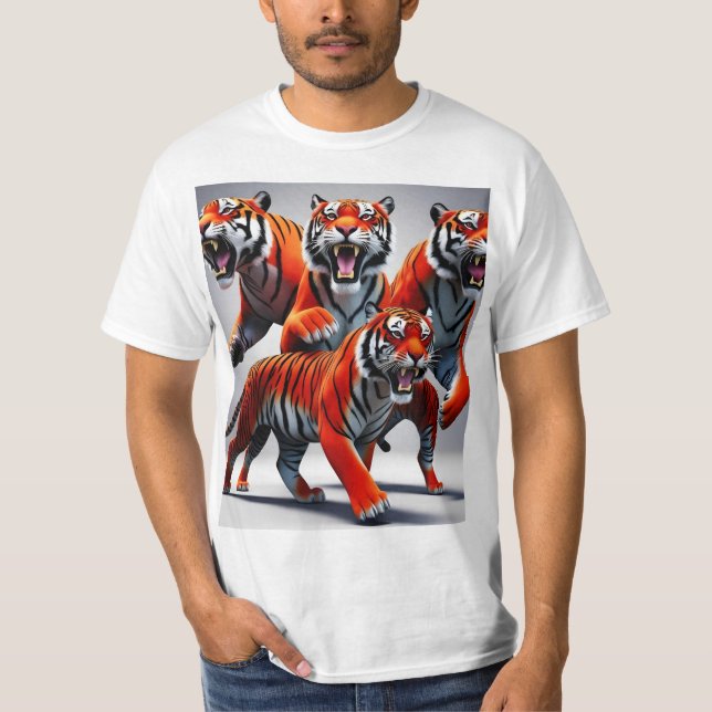 Upprinnande läder: Tigers i Rörelse T Shirt (Framsida)