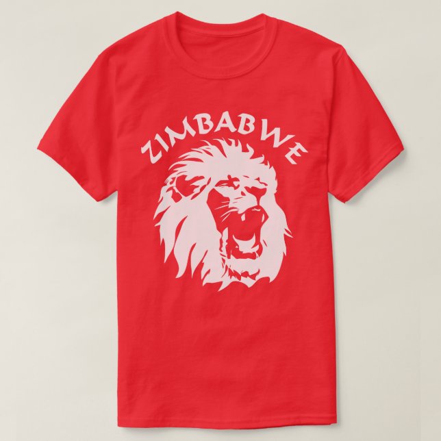 Upprinnande Lejona Ansikte Zimbabwe T Shirt (Design framsida)