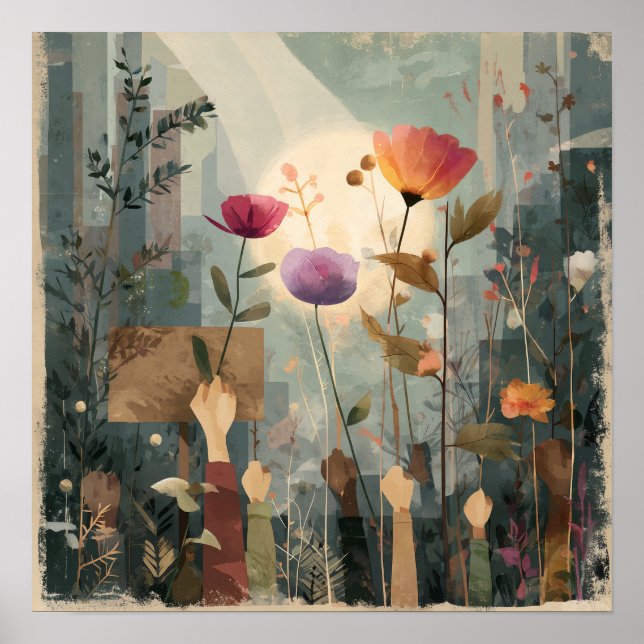 Uppror i Bloom - Solarpunk Poster (Framsidan)