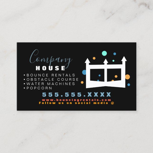 Upprörande Castle Jump House Bounge Party Rental Visitkort (Framsida)