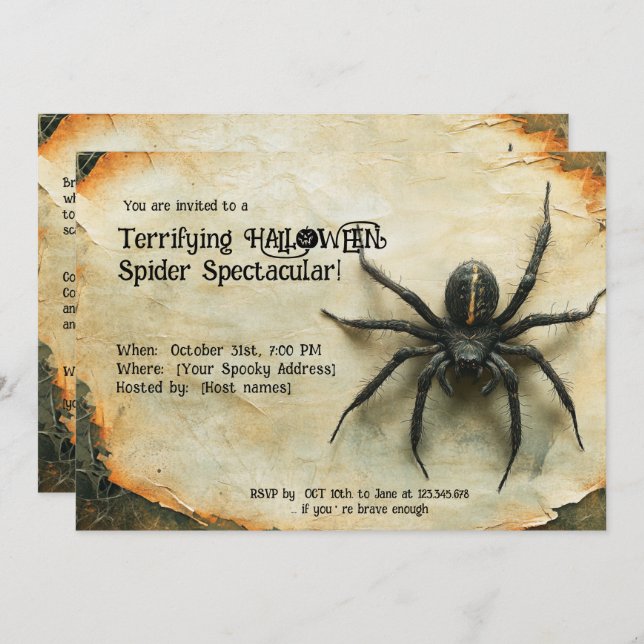 Upprörande HALLOWEEN Spider Spectacular! Inbjudningar (Fram/baksida)