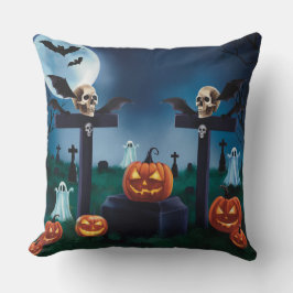 "Upprörande natten på kyrkogården på Halloween" Kudde