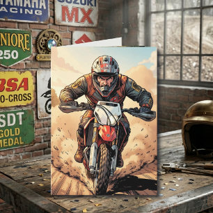 Upprullad & redo att fira Motocross födelsedag Kort