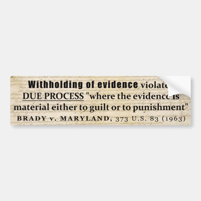 Uppsägning av Evidence Brady mot Maryland Fodral l Bildekal (Framsidan)