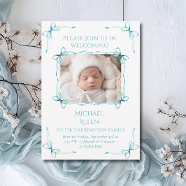 Uppsägningskort för Turcos Bows Baby Photo Birth Meddelande