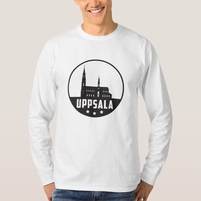 Uppsala Sverige City Skyline Cityscape Funny Gift T Shirt (Framsida)