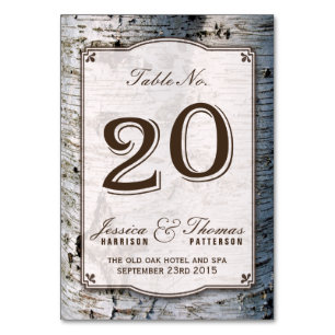 Uppsamling 20 i Rustic Silver Birch Träd Bröllop Bordsnummer