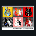 Uppsamling av elektrisk gitarr från modets solskyd poster<br><div class="desc">Poster av Mod solskyddsutrustning  med elgitarrer</div>