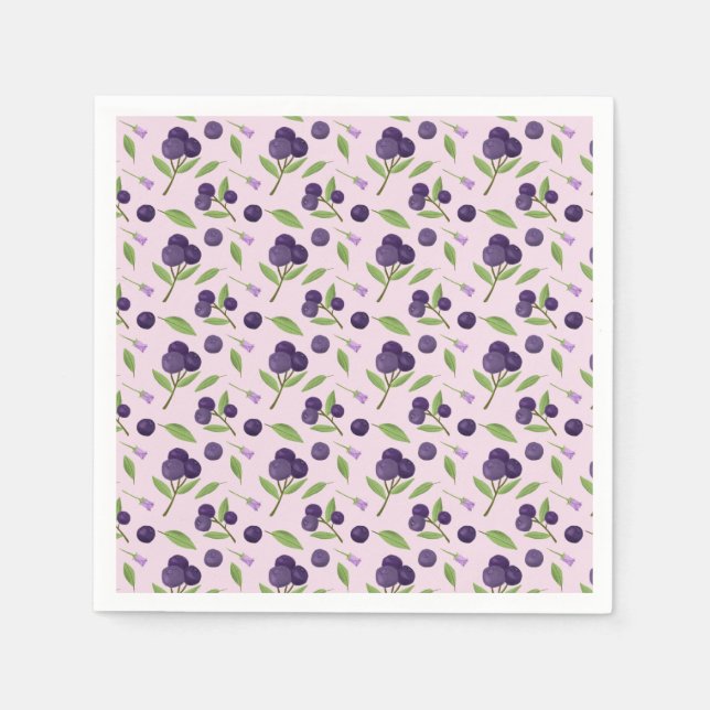 Uppsamling av frukt Basket Mönster - blåbär Pappersservett (Framsidan)