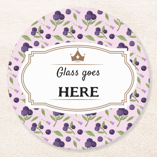 Uppsamling av frukt Basket Mönster - blåbär Underlägg Papper Rund (Framsidan)