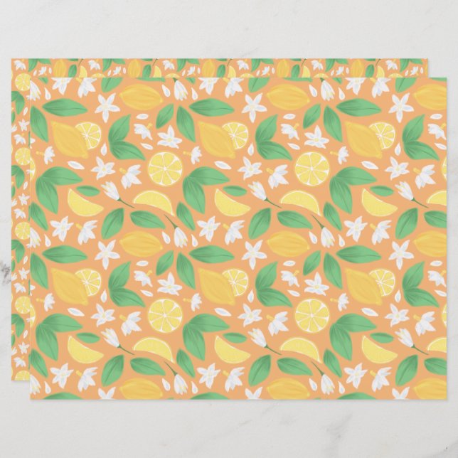 Uppsamling av frukt Basket Mönster - Lemon (Fram/baksida)