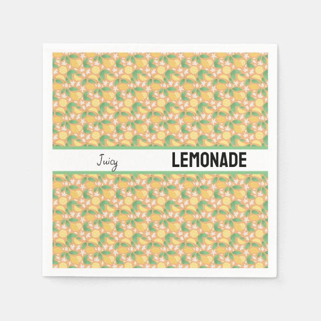 Uppsamling av frukt Basket Mönster - Lemon Pappersservett (Framsidan)