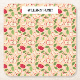 Uppsamling av frukt i Basket Mönster - äpplen Underlägg Papper Kvadrat