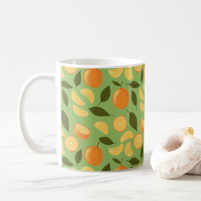 Uppsamling av frukt i Basket Mönster - Orangar Kaffemugg (Med munk)