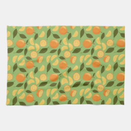 Uppsamling av frukt i Basket Mönster - Orangar Kökshandduk