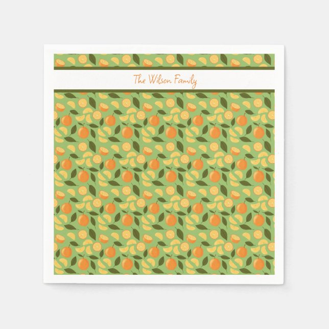Uppsamling av frukt i Basket Mönster - Orangar Pappersservett (Framsidan)