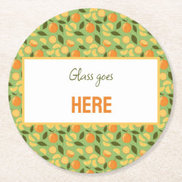 Uppsamling av frukt i Basket Mönster - Orangar Underlägg Papper Rund