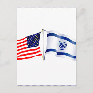 Uppsamling av israelisk amerikansk flagga vykort