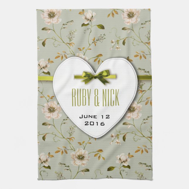 Uppsamling av Romantic Charm Vintage Blommigt Bröl Kökshandduk (Vertikal)