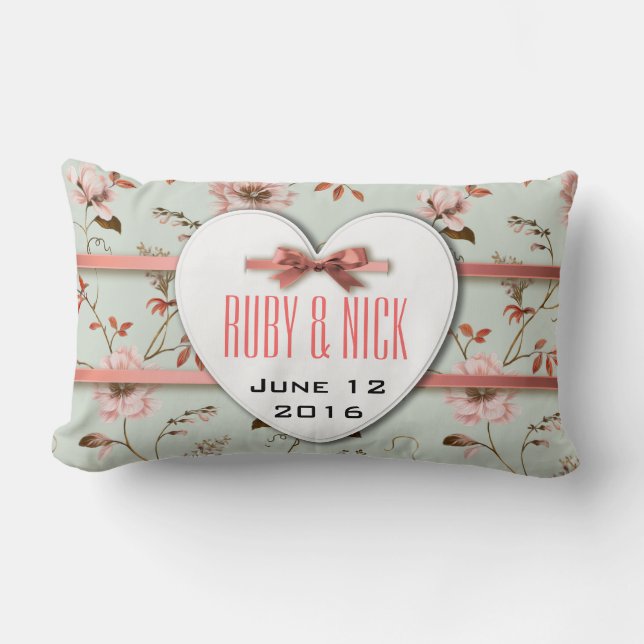 Uppsamling av RomanticCharm Vintage Blommigt Bröll Lumbarkudde (Framsida)