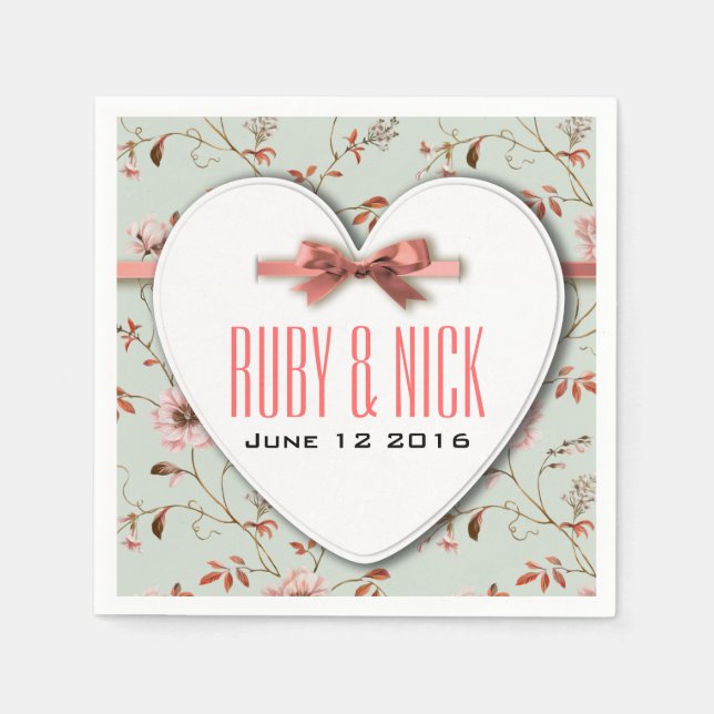 Uppsamling av RomanticCharm Vintage Blommigt Bröll Pappersservett (Framsidan)