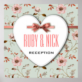 Uppsamling av RomanticCharm Vintage Blommigt Bröll Poster