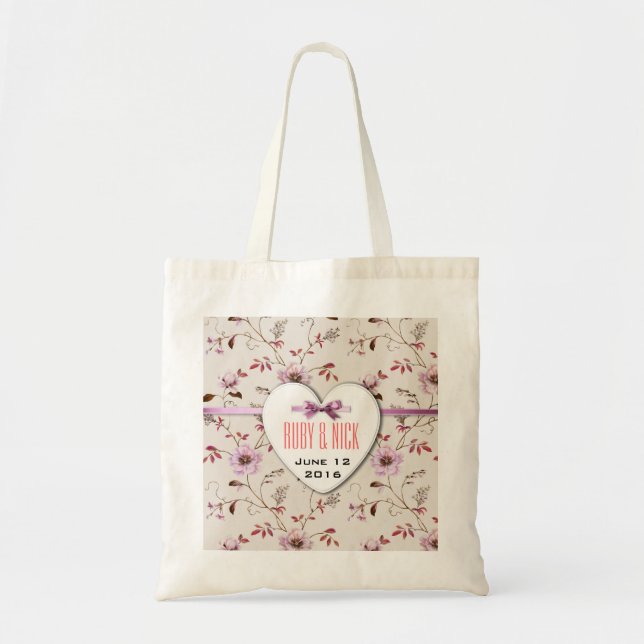 Uppsamling av RomanticCharm vintage blommigt bröll Tygkasse (Framsidan)