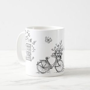 Uppsamling av skissade Vintagar Kaffemugg