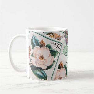 Uppsamling av söt Blommor frimärke Kaffemugg