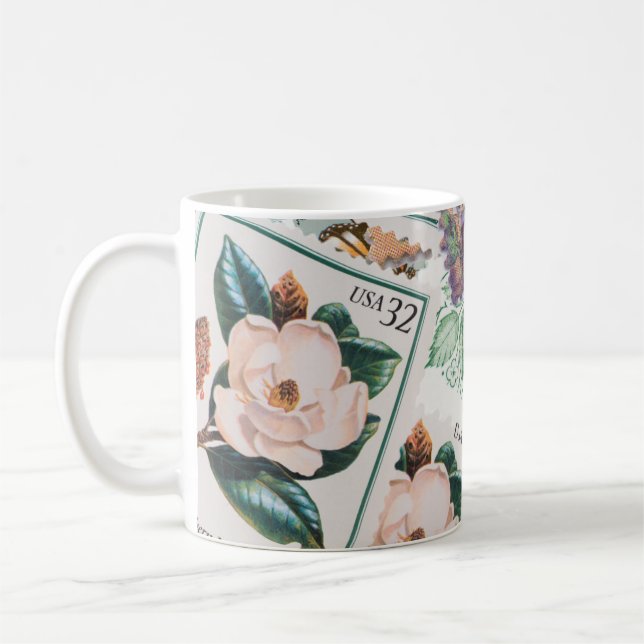 Uppsamling av söt Blommor frimärke Kaffemugg (Vänster)