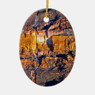 Uppsamling av ’stripat Petrified Wood’ Julgransprydnad Keramik