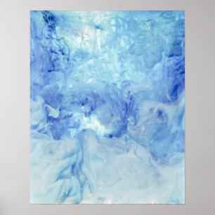 Uppsamling "Snöstorm" - blå och vit abstrakt Poster
