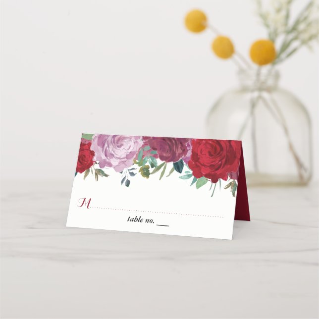 Uppsamlingen för den romska Blommigten Bröllop Placeringskort (Front)