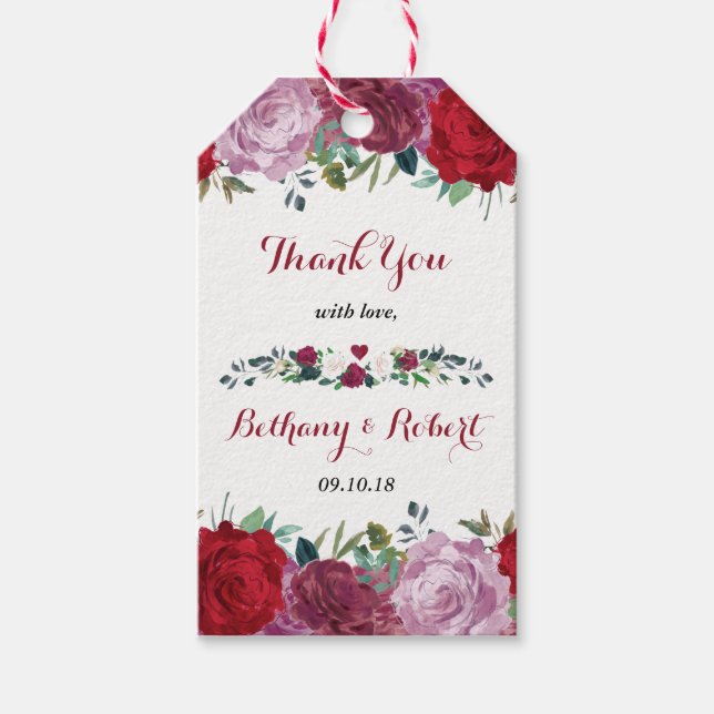 Uppsamlingen för den romska Blommigten Bröllop Presentetikett (Framsidan)