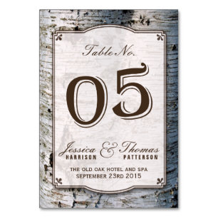Uppsamlingen Rustic Silver Birch Träd Bröllop 05 Bordsnummer