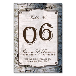 Uppsamlingen Rustic Silver Birch Träd Bröllop 06 Bordsnummer
