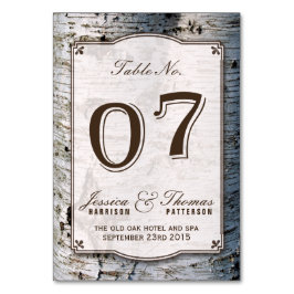 Uppsamlingen Rustic Silver Birch Träd Bröllop 07 Bordsnummer