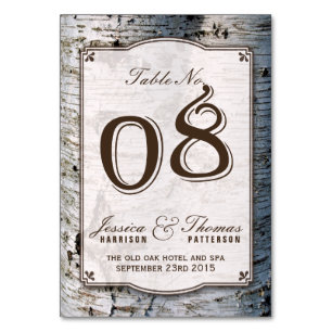Uppsamlingen Rustic Silver Birch Träd Bröllop 08 Bordsnummer