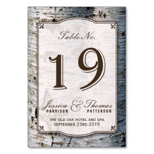 Uppsamlingen Rustic Silver Birch Träd Bröllop 19 Bordsnummer