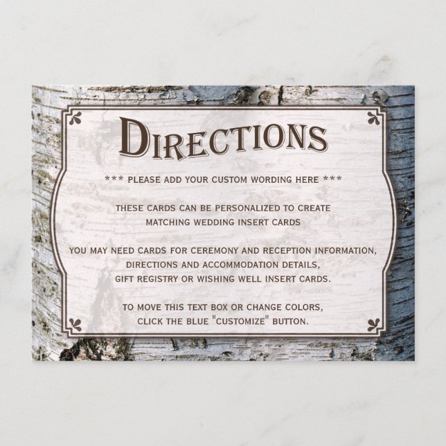 Uppsamlingen Rustic Silver Birch Träd Bröllop Tilläggskort (Framsida)