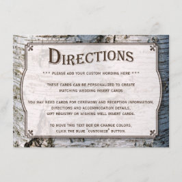 Uppsamlingen Rustic Silver Birch Träd Bröllop Tilläggskort